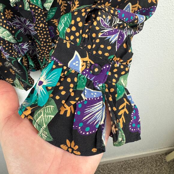 Warm Midnight Bloom Silk Blouse - Picture 3 of 6